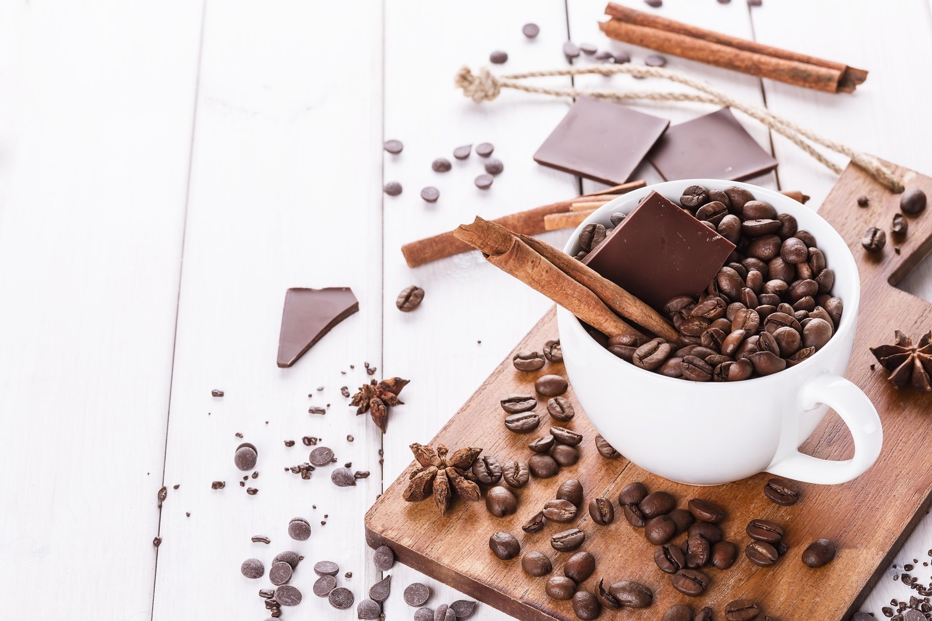 coffee grain cup cinnamon sugar chocolate