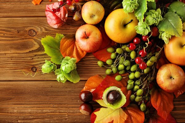 Fantaisie de fruits avec des pommes et des champignons