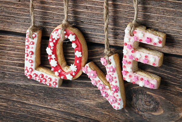 Galletas con glaseado letras amor