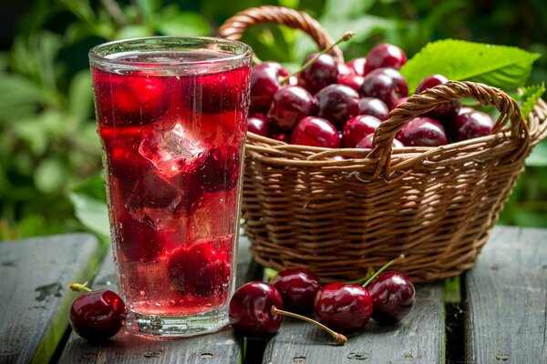 Cherry basket and cherry cocktail