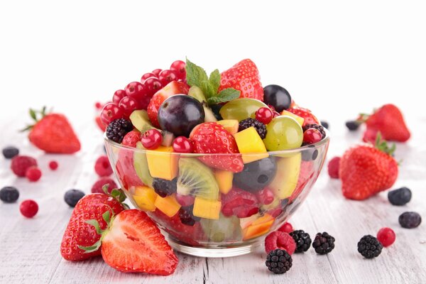 Fruits berries dessert salad
