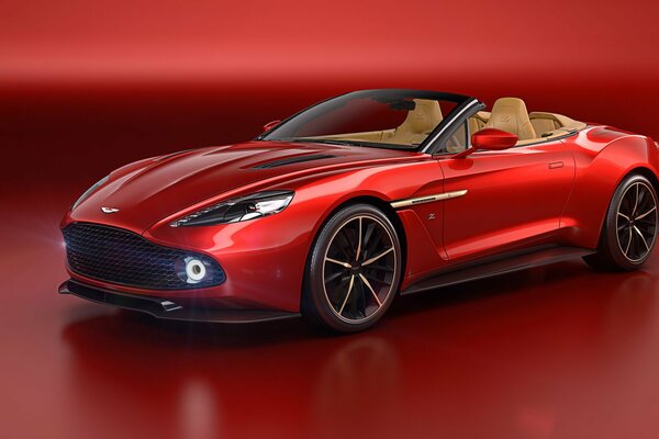 Líneas gráficas claras del Aston Martin rojo