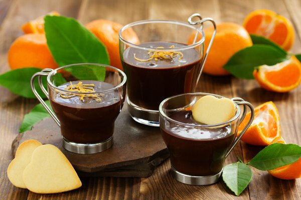 Hot chocolate with orange peel