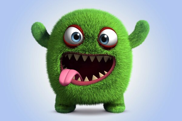 Mały zielony potwór pokazuje język