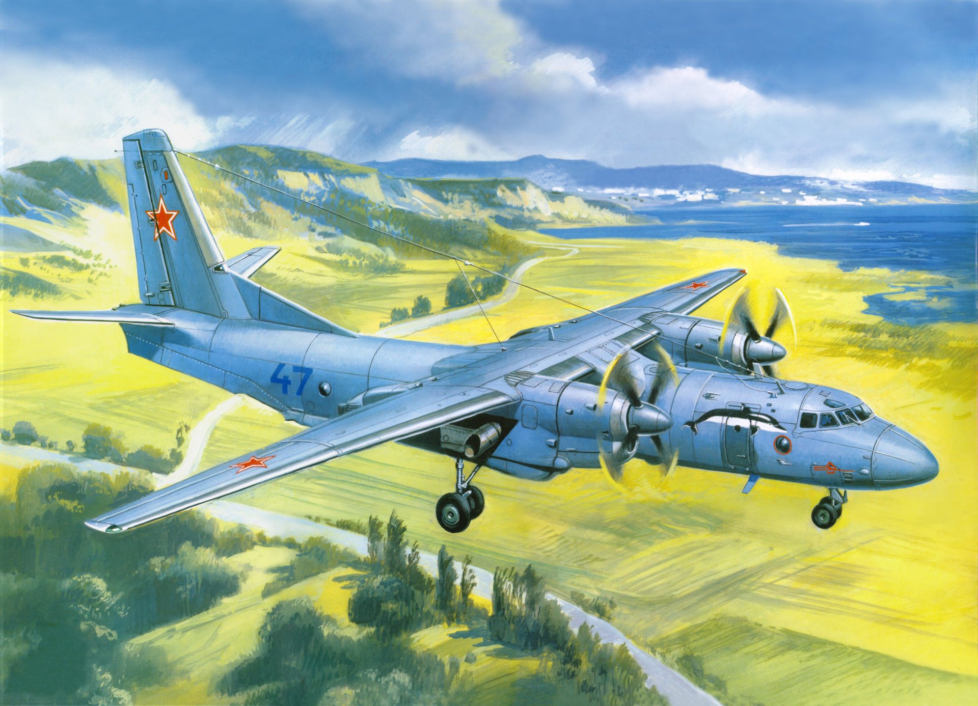 sowjetisch an-26 militärtransport luftfahrt flugzeug