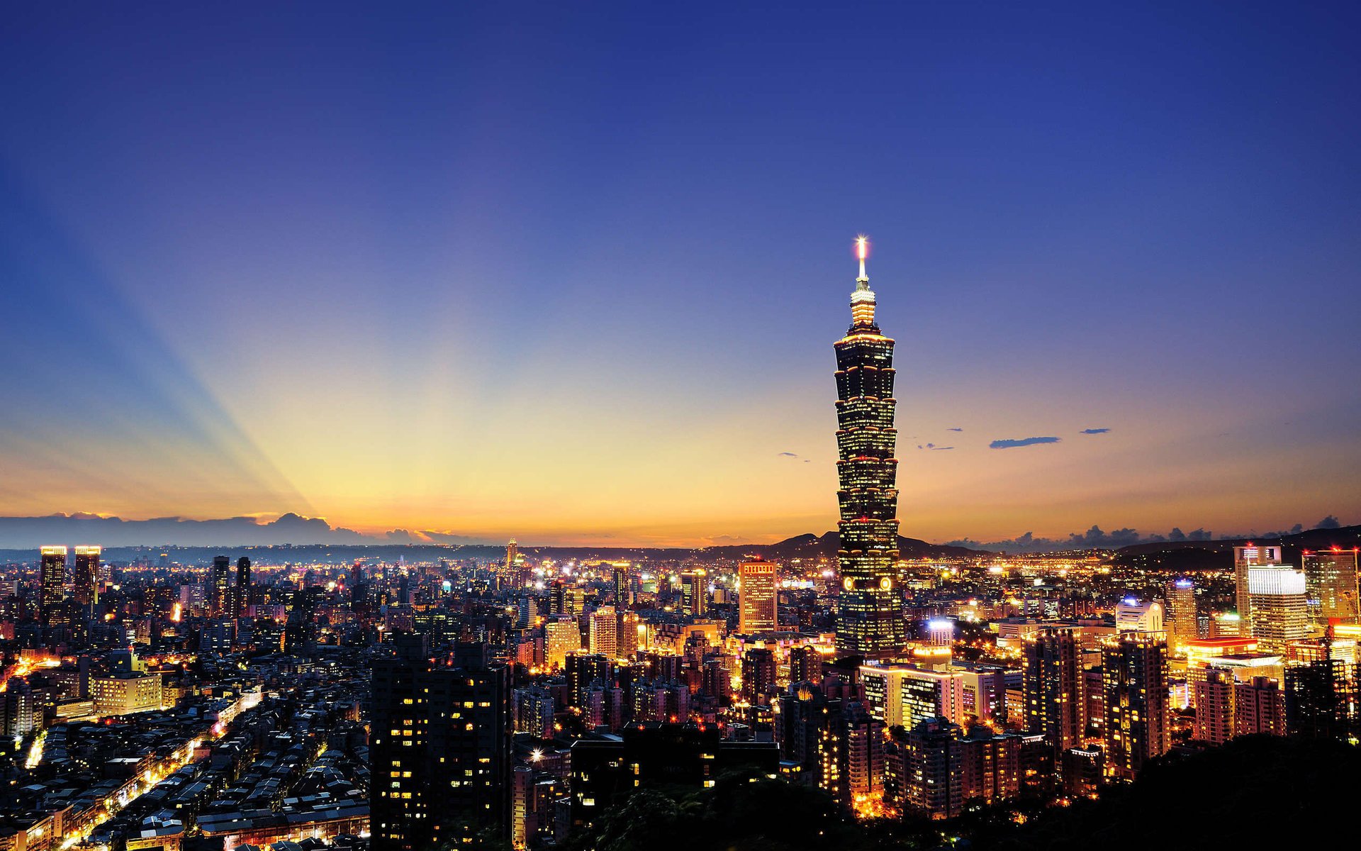 stadt taipei taiwan himmel häuser abend china sonnenuntergang