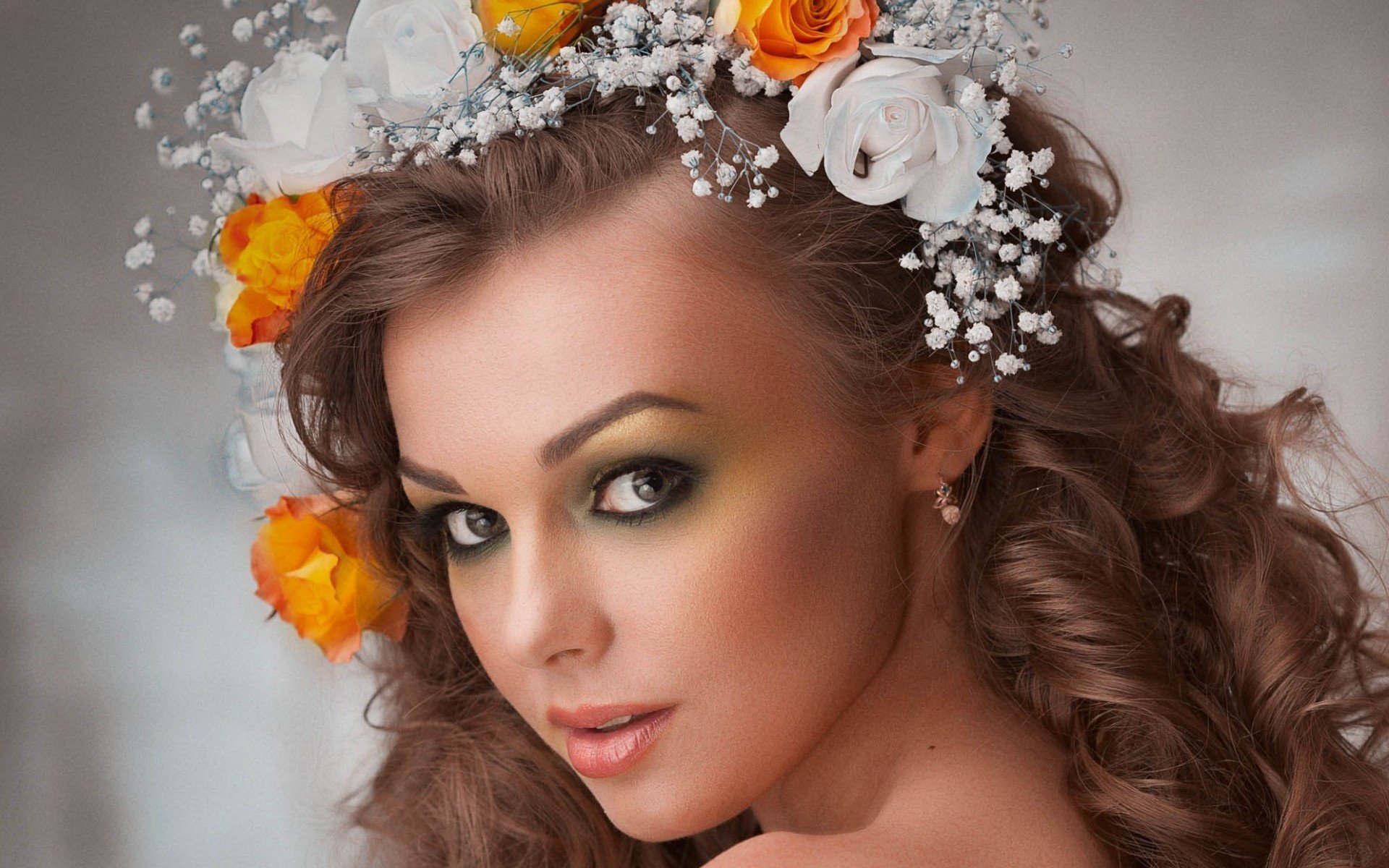 wreath flower girl model portrait