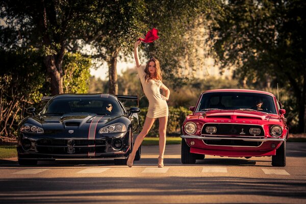 Ford und Mustang Rennen