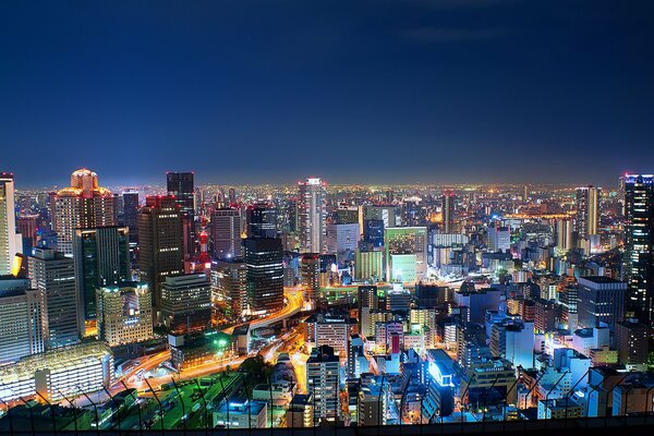 Noc piękna metropolia z kraju Japonii