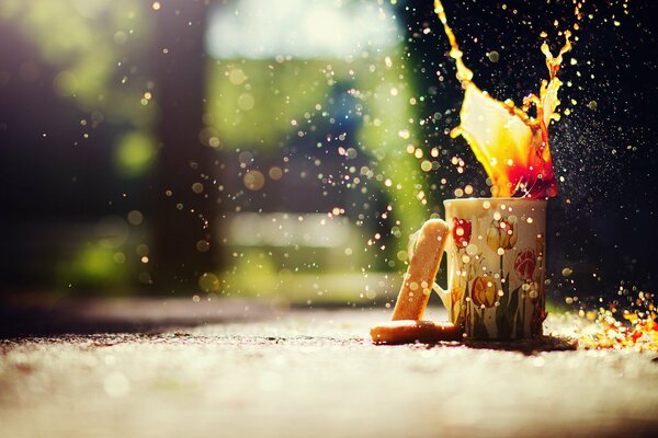 Photo of coffee splashes in macro