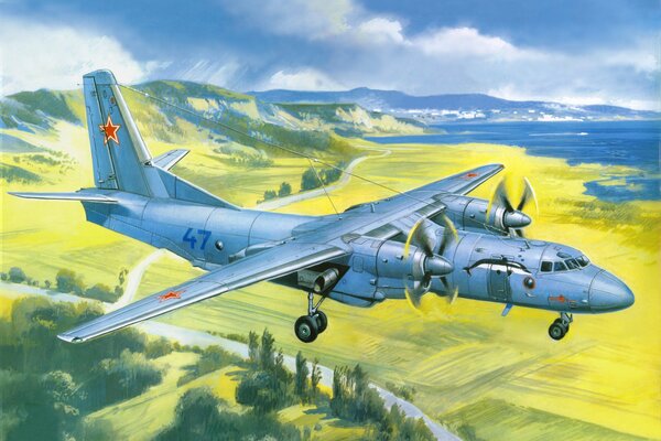 Radziecki wojskowy samolot transportowy w locie