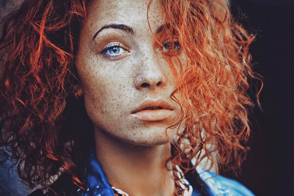 Beautiful, red-haired, freckled girl