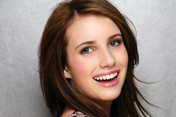 Emma Roberts smiles. The girl s happy look. Famous Hollywood actresses