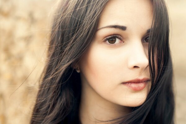 Beautiful dark-haired girl with brown eyes