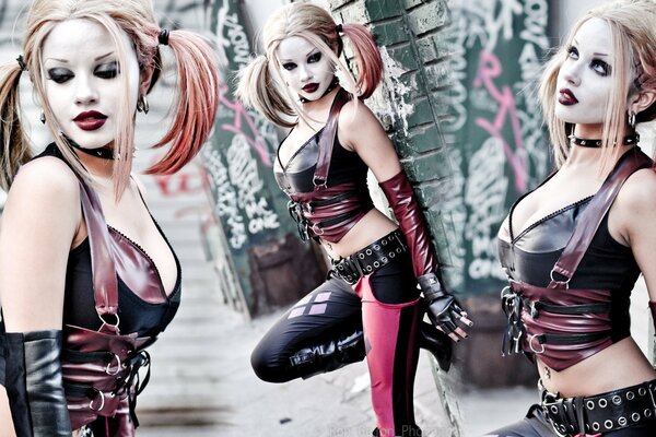 Cosplay von harley quinn, hübsches mädchen