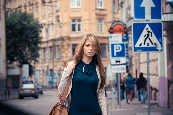 City lady on the streets of Moscow