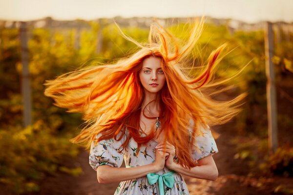 Long hair red nature naturalness