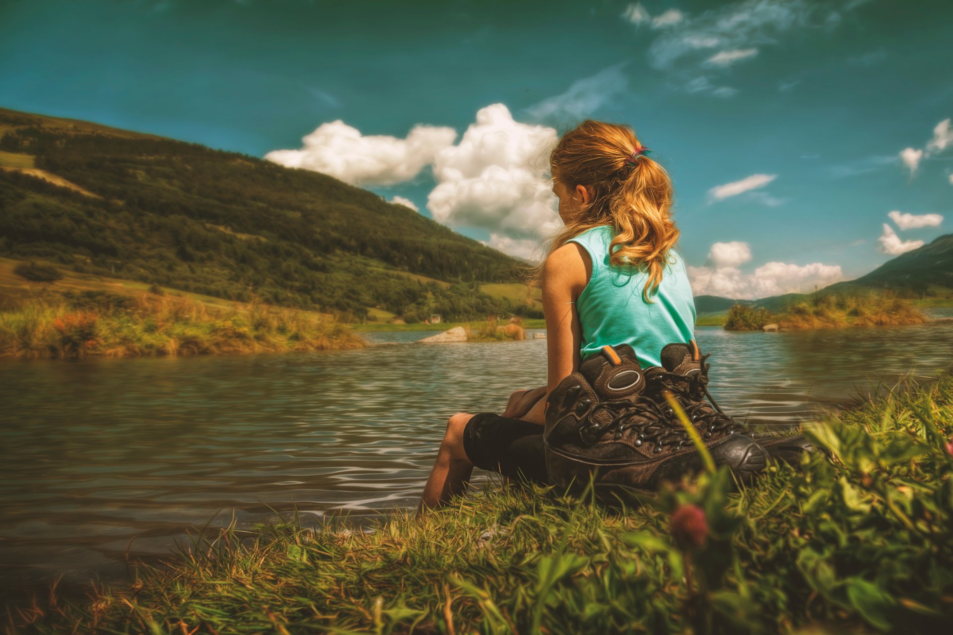 chica río naturaleza