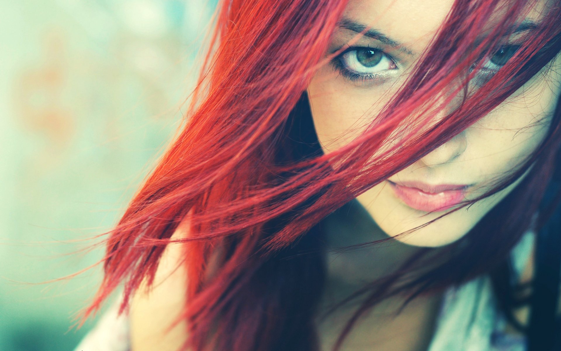 girl red hair view