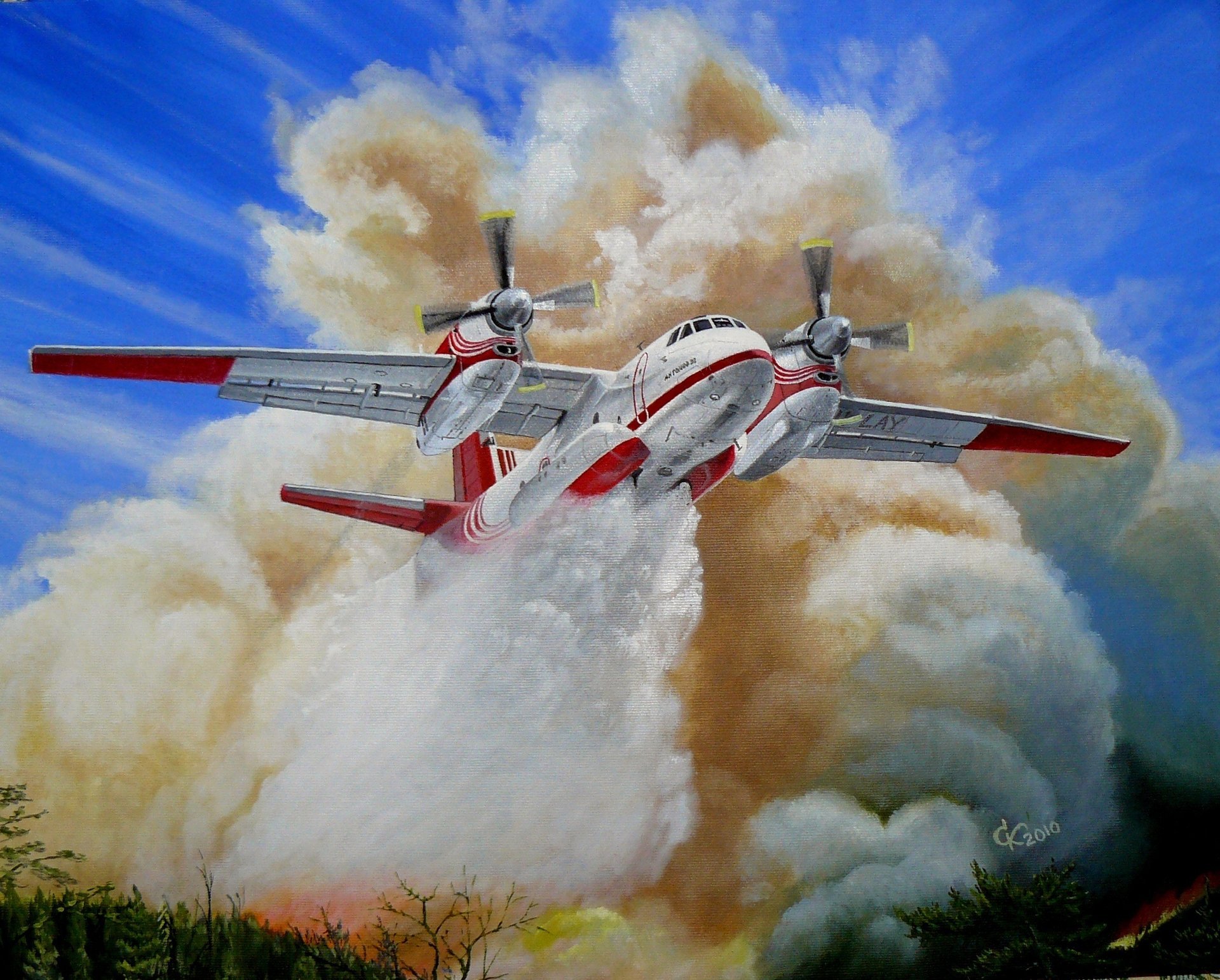 russisch an-32p kunst himmel feuerwehrmann wald flugzeug