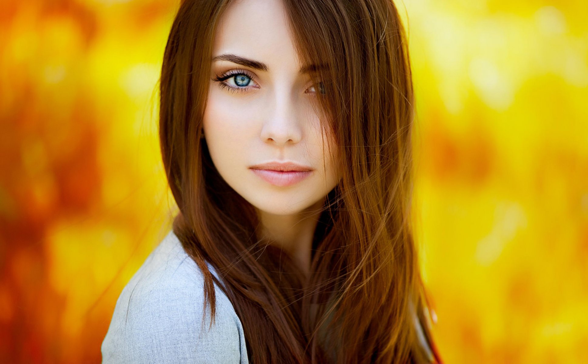 girl brown hair beauty model portrait