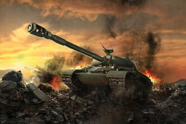 Heavy tank in world of tanks in battle