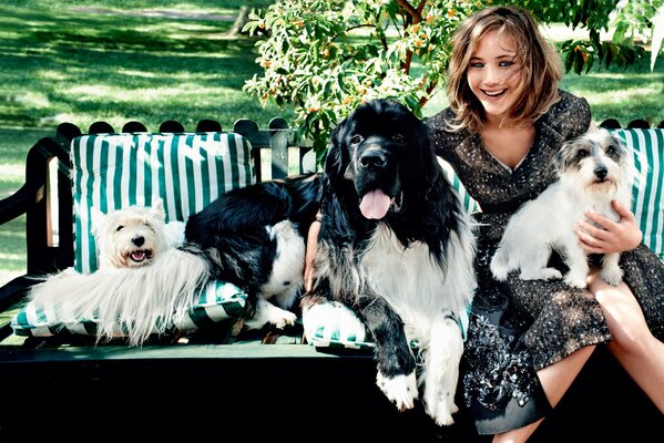 Jennifer Lawrence con perros