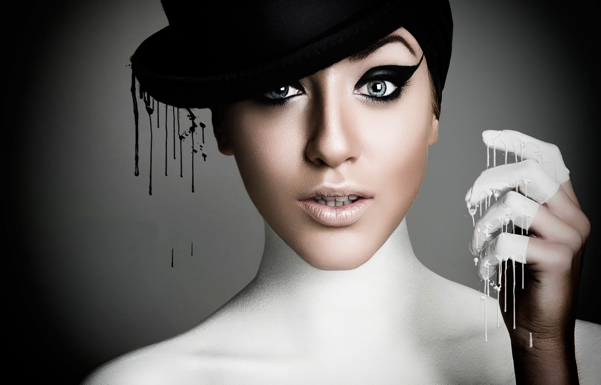 portrait fille peinture gouttes style