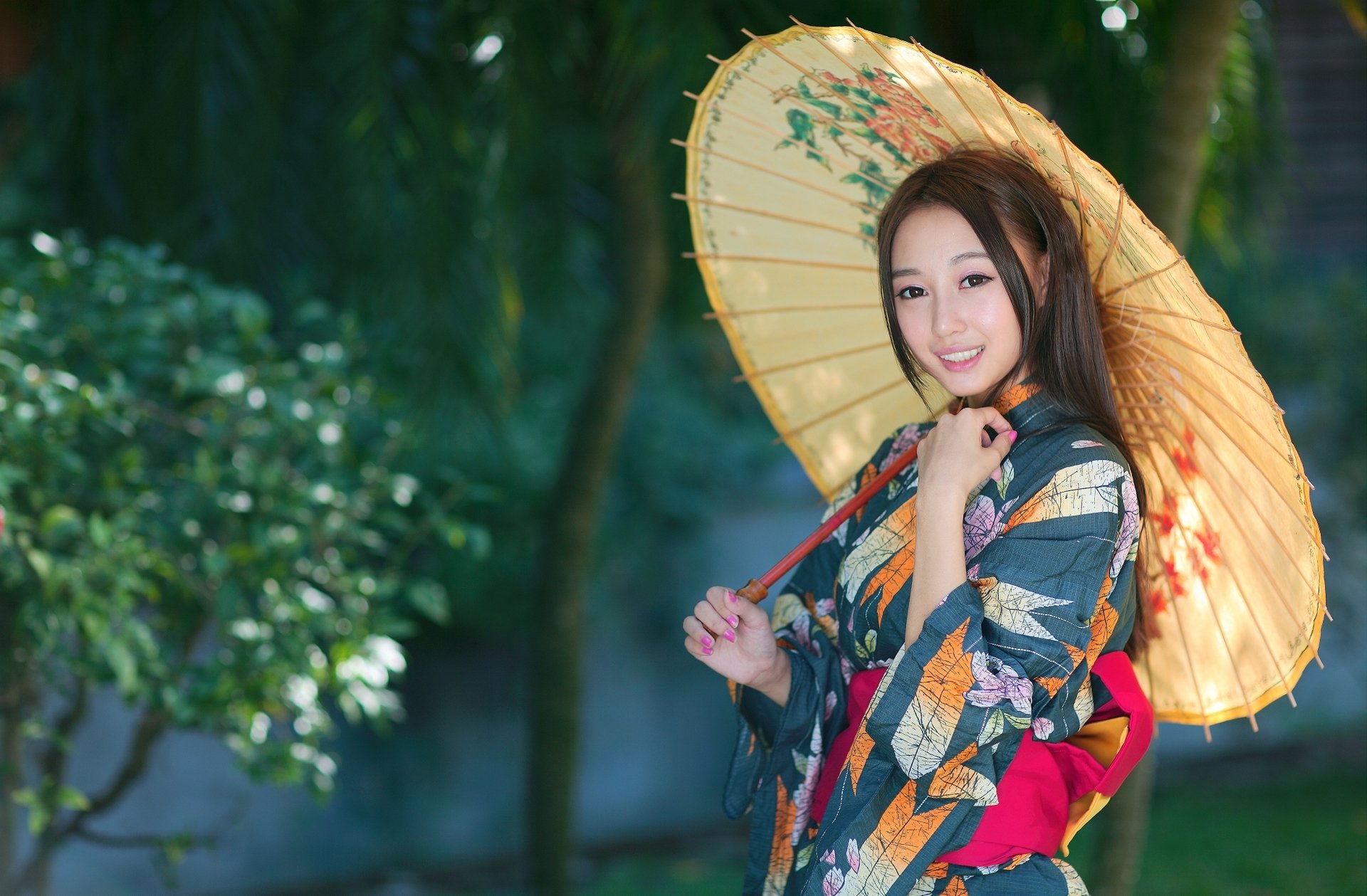 stile ragazza asiatica vestito ombrello