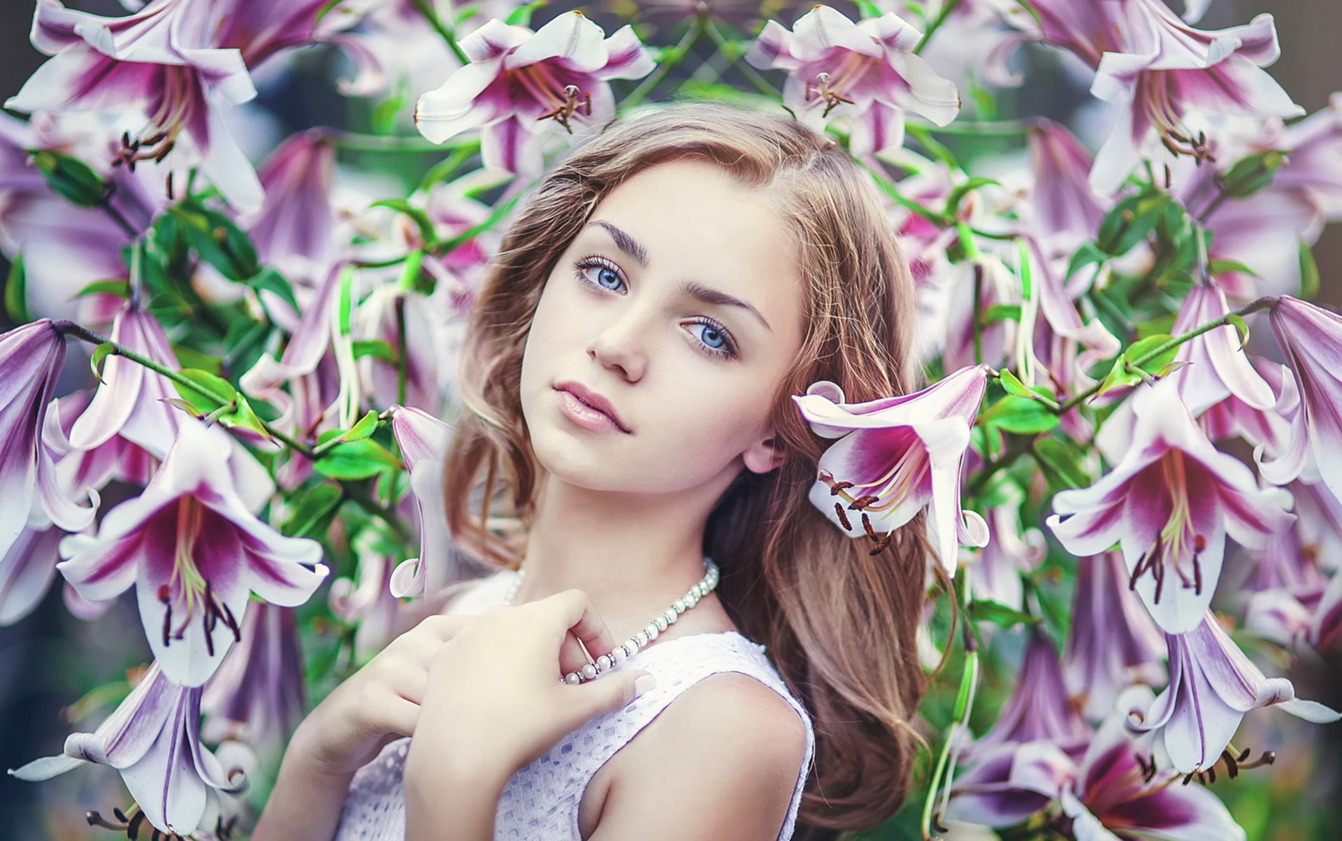 mädchen süß blumen schönheit zärtlichkeit