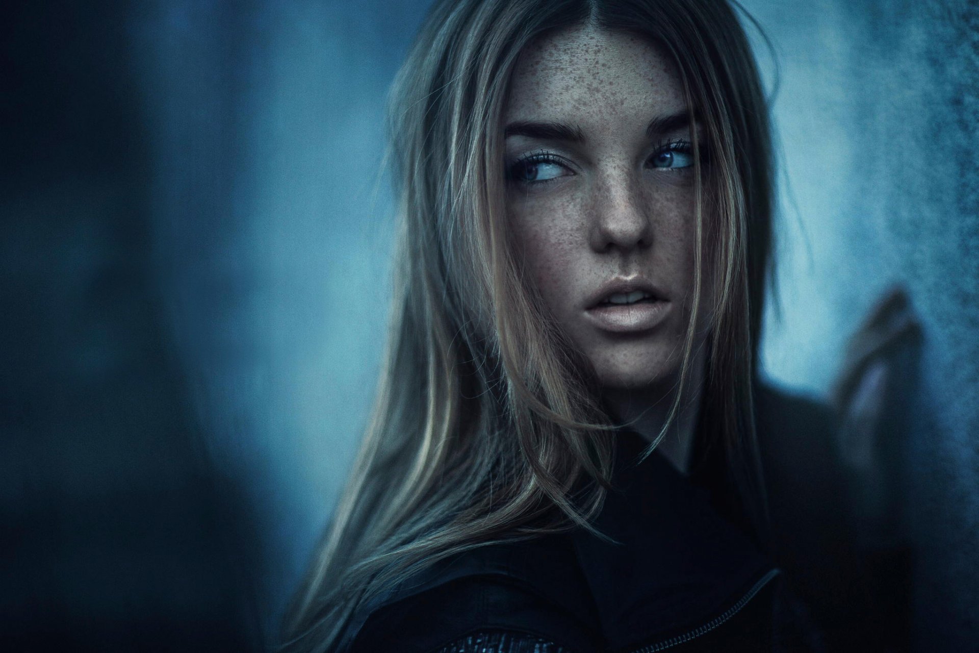 portrait freckles art style