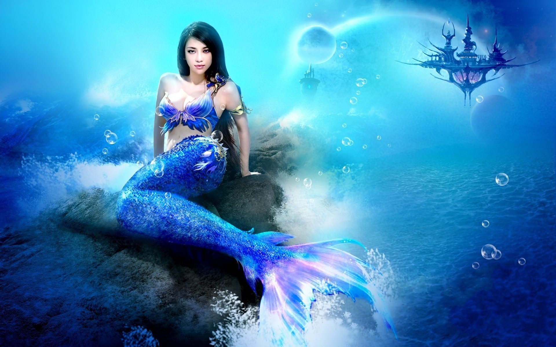fantasía mar sirena chica mundo submarino