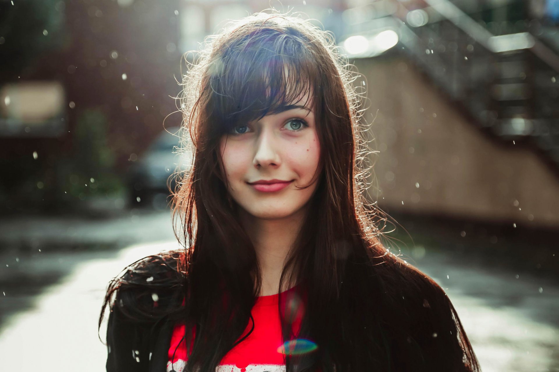 sourire portrait vue pluie