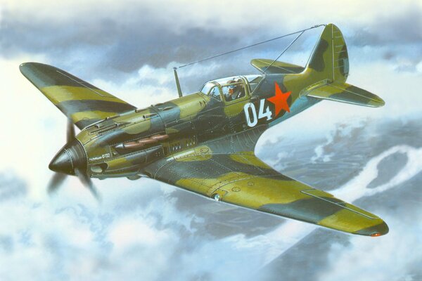 Caza soviético MIG-3 en el cielo