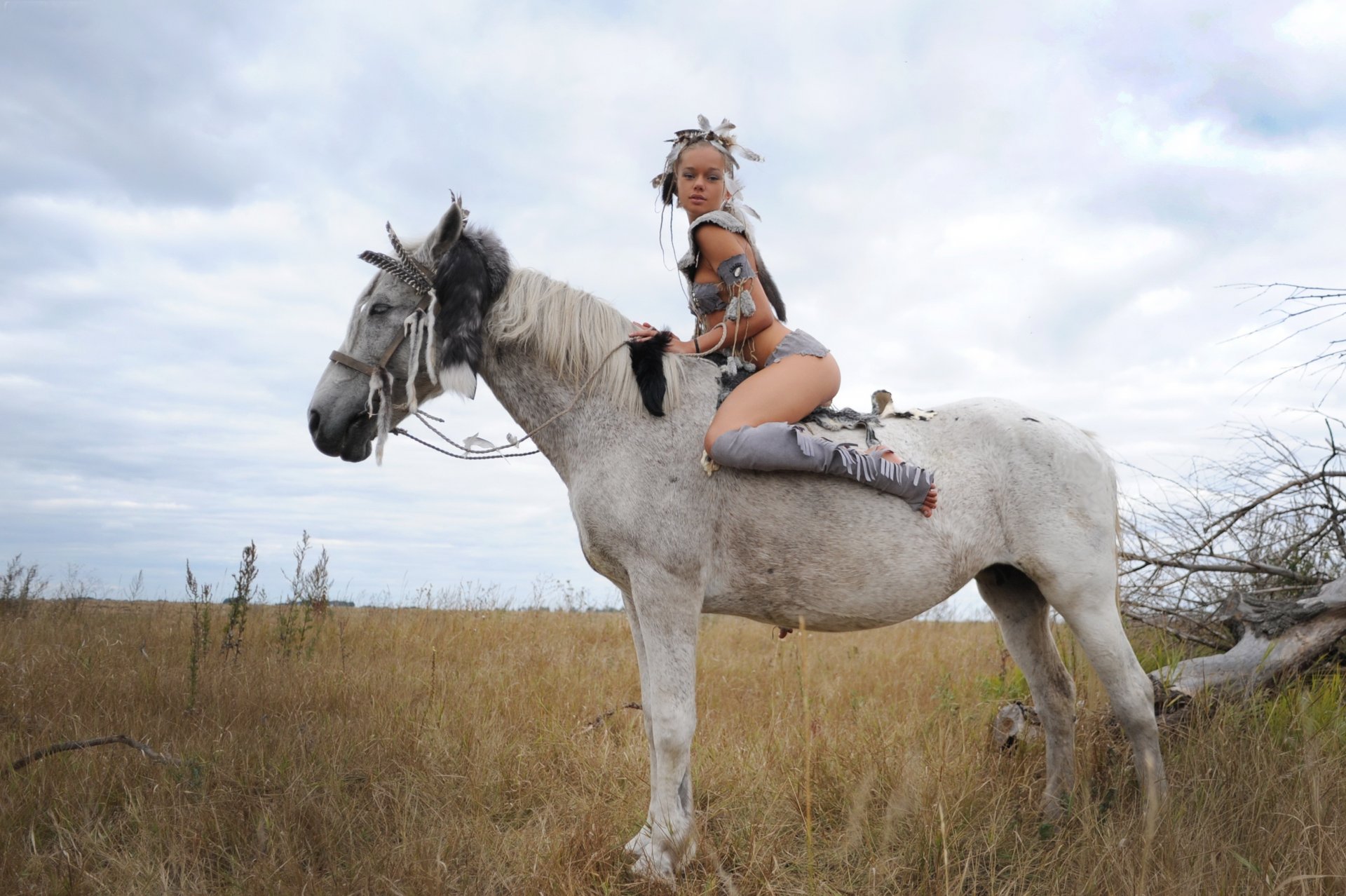 girl woman beautiful beauty beauty sexy riding sitting sitting rider huntress horse horses stallion horse horses sky field nature