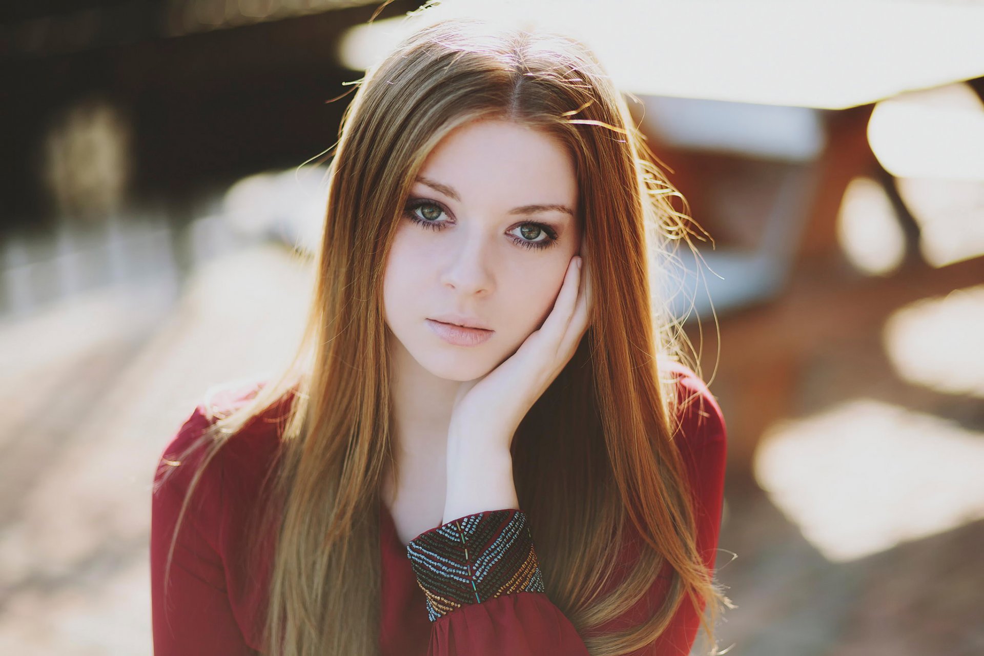 portrait red hair in red