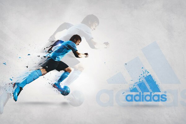 Running football player and Adidas emblem