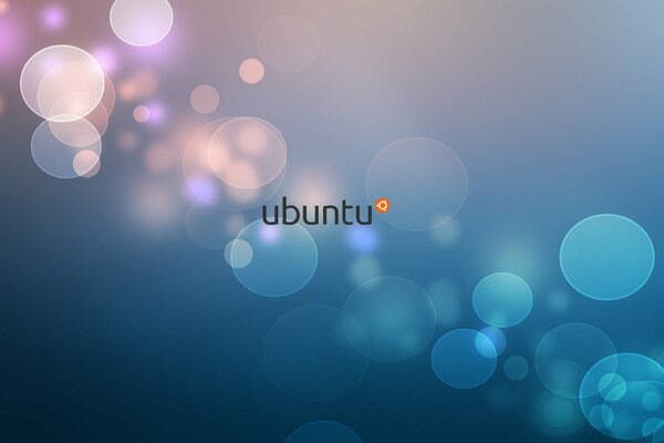 Ubuntu-Schriftzug auf blauem Hintergrund mit Blasen