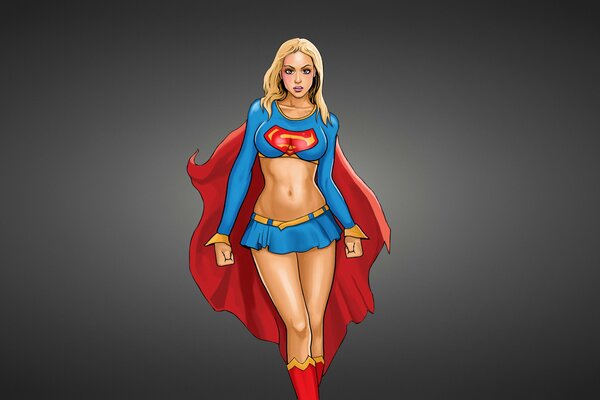 Supergirl con un mantello rosso. Fumetto