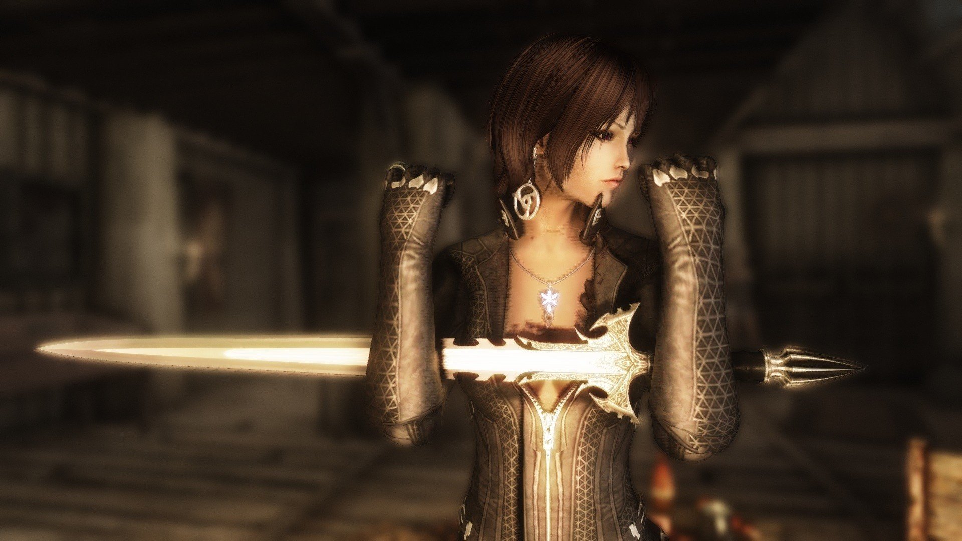 costume arme the elder scrolls v skyrim fille fond épée guerrier