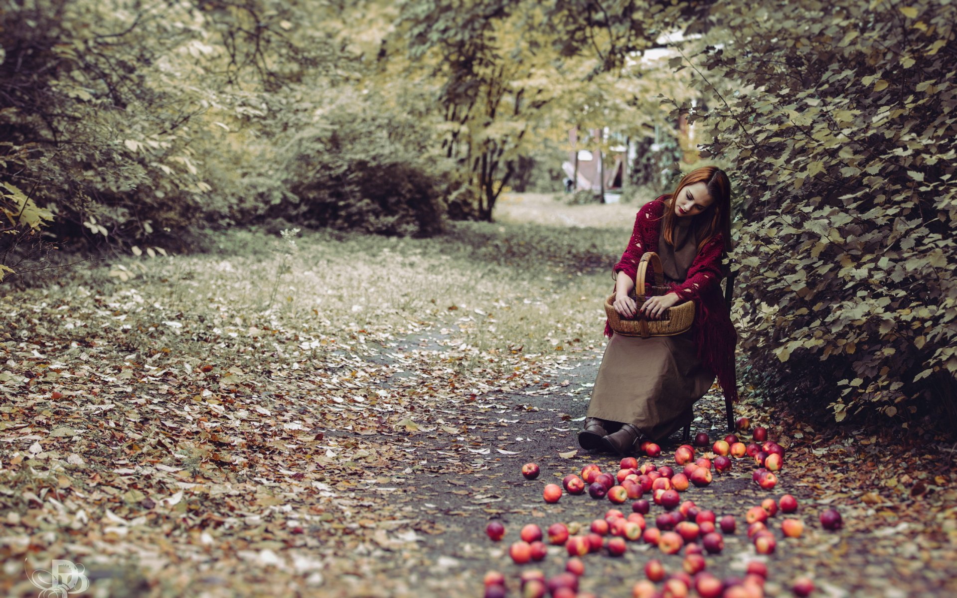 mädchen äpfel natur