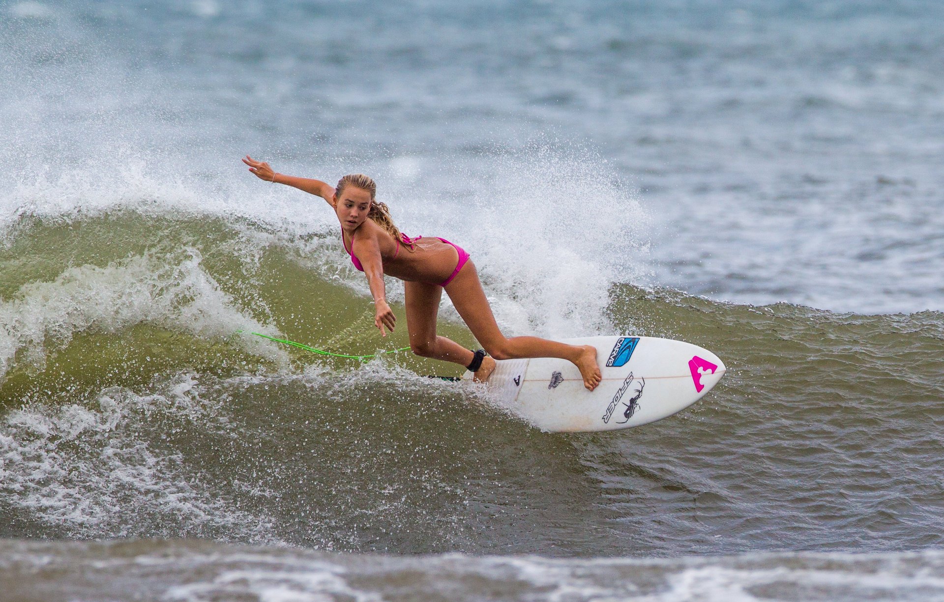 девушка доска surfing серфинг волна спорт океан