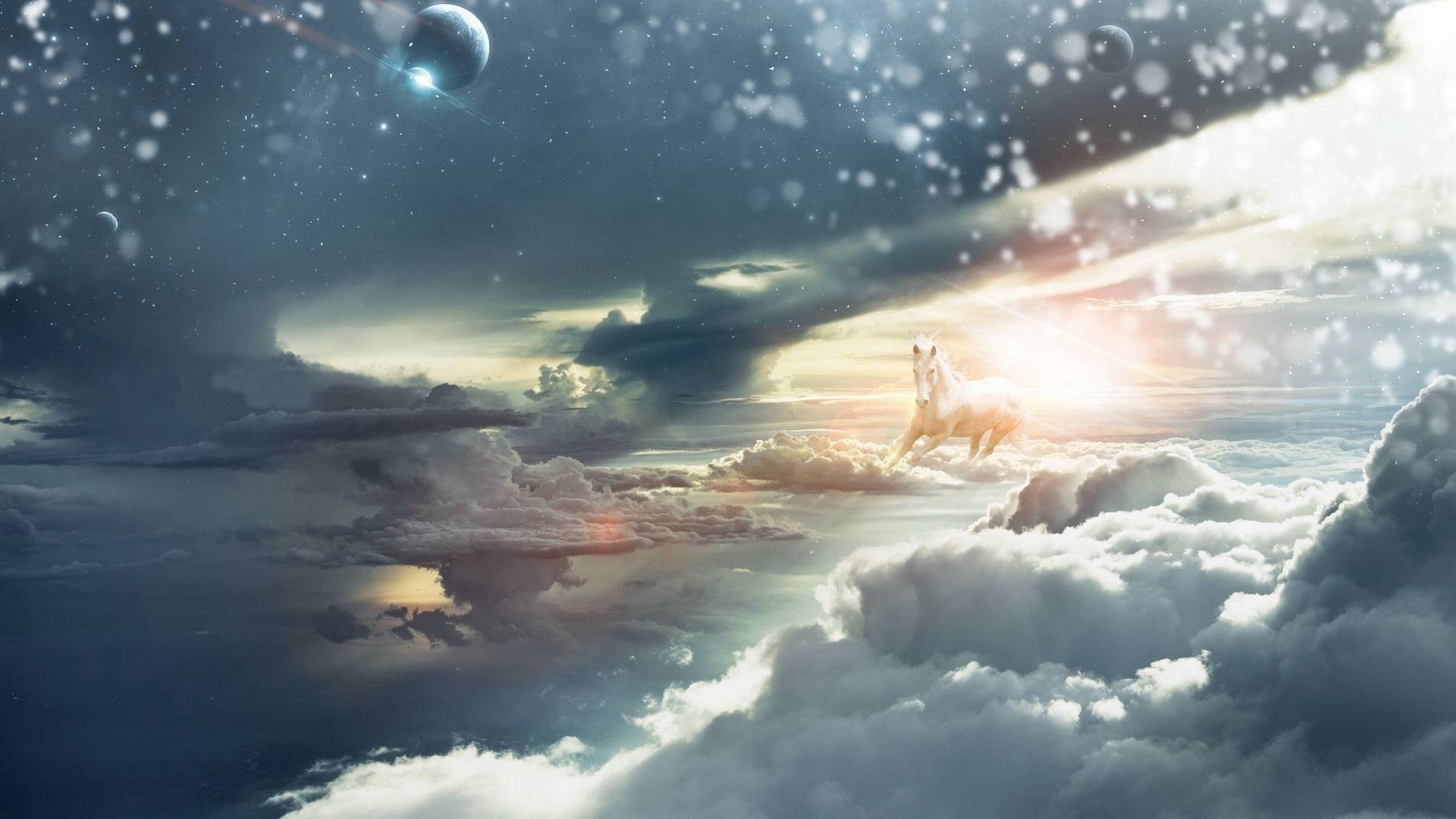 clouds planet horse the sun the sky