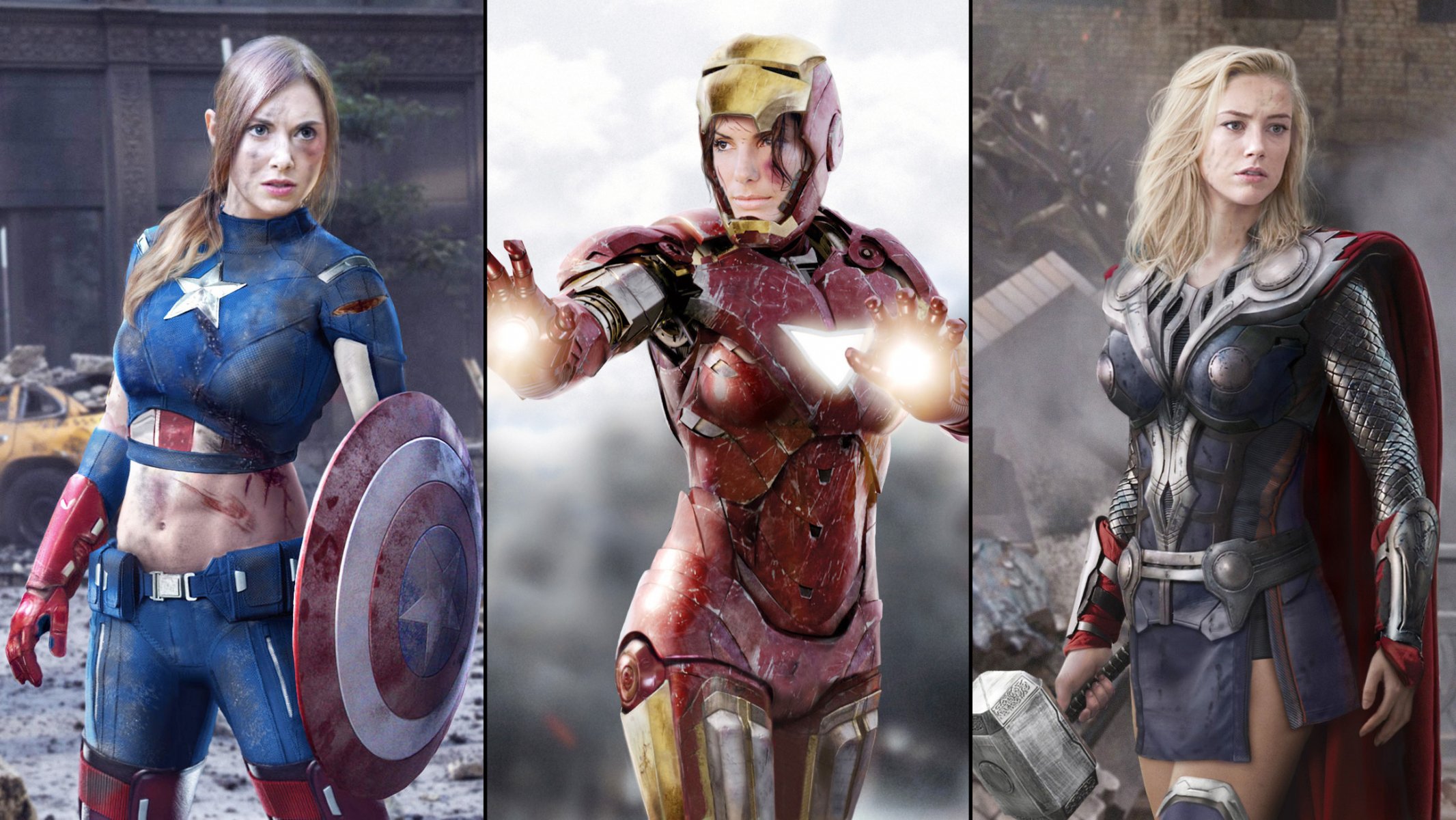 alison brie sandra bullock amber heard ragazze donne modelli film attrice bellezza thor capitan america iron man vendicatori gruppi marvel super heroes supereroe