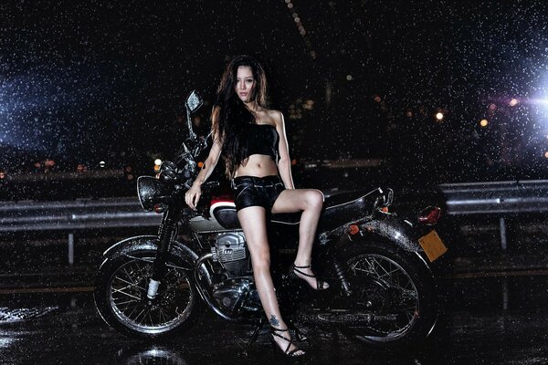 Cool girl on a motorcycle