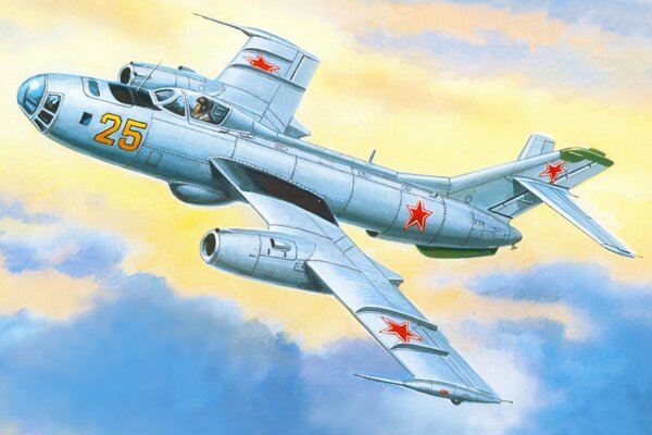 Советский скоростной бомбардировщик як-25б в небе