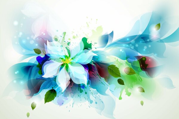 Dibujo de una flor rodeada por gotas de pétalos