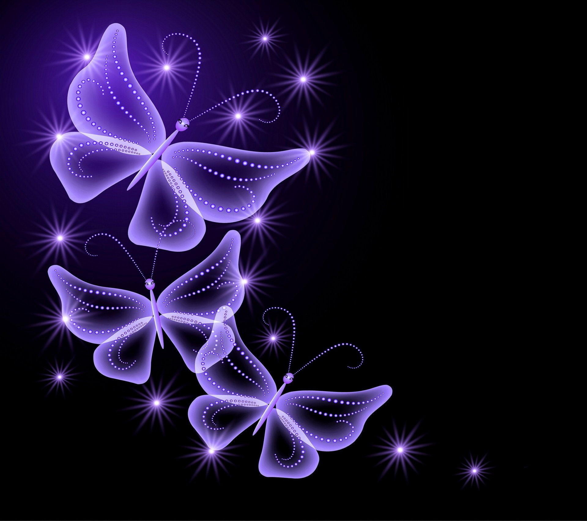 neon abstract sparkle néon papillons glow purple butterflie