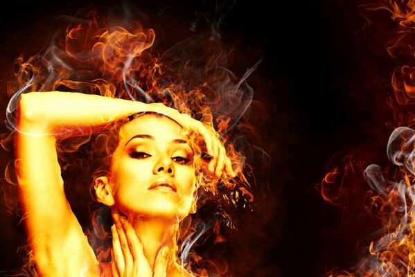 Chica ardiente emite humo