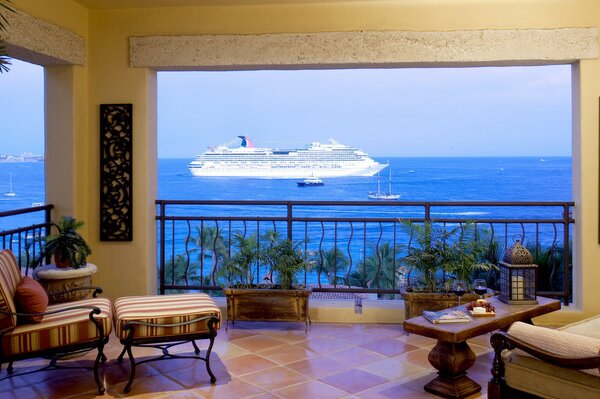 Stylish terrace with a wonderful view of the sea